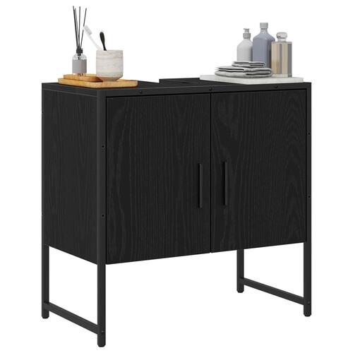 Badeværelsesskab Sort egetræ 60x33x60 cm Konstrueret træ