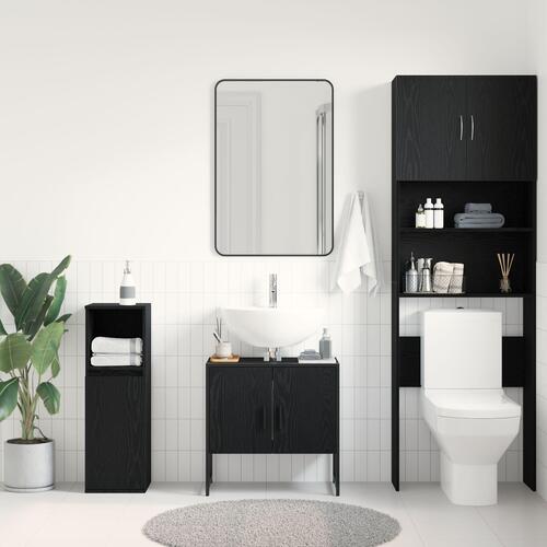 Badeværelsesskab Sort egetræ 60x33x60 cm Konstrueret træ