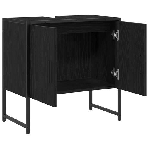 Badeværelsesskab Sort egetræ 60x33x60 cm Konstrueret træ