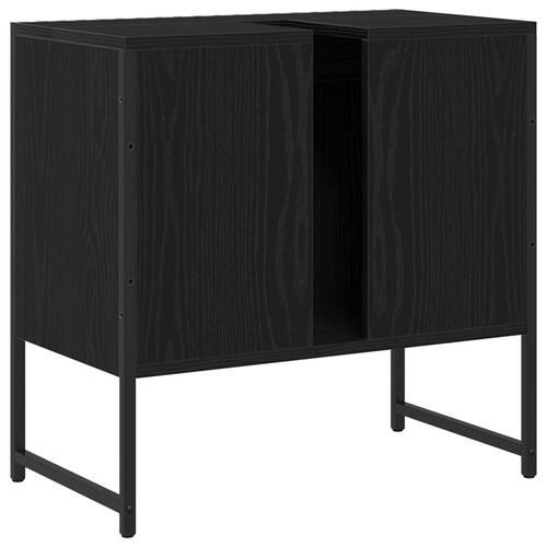 Badeværelsesskab Sort egetræ 60x33x60 cm Konstrueret træ