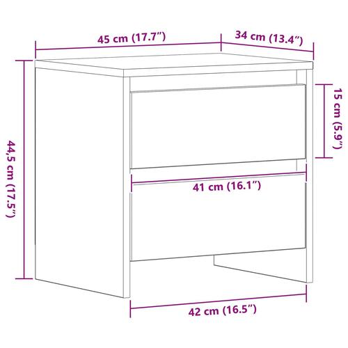 Sengebord Gammel Træ 45x34x44.5 cm Konstrueret Træ