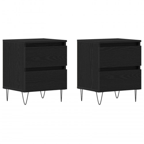 Sengeborde 2 stk sort eg 40x35x50 cm konstrueret træ