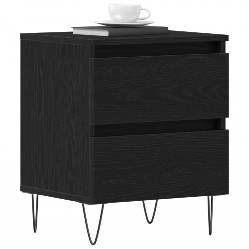 Sengeborde 2 stk sort eg 40x35x50 cm konstrueret træ