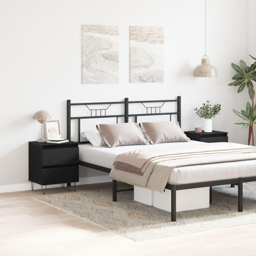 Sengeborde 2 stk sort eg 40x35x50 cm konstrueret træ