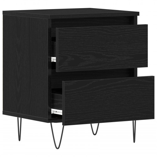 Sengeborde 2 stk sort eg 40x35x50 cm konstrueret træ