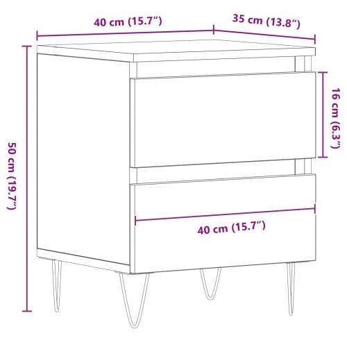 Sengeborde 2 stk sort eg 40x35x50 cm konstrueret træ
