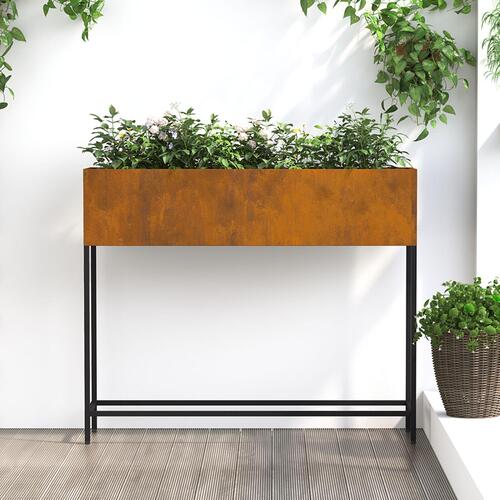Hævet havebed 100x26x82 cm forvitret stål