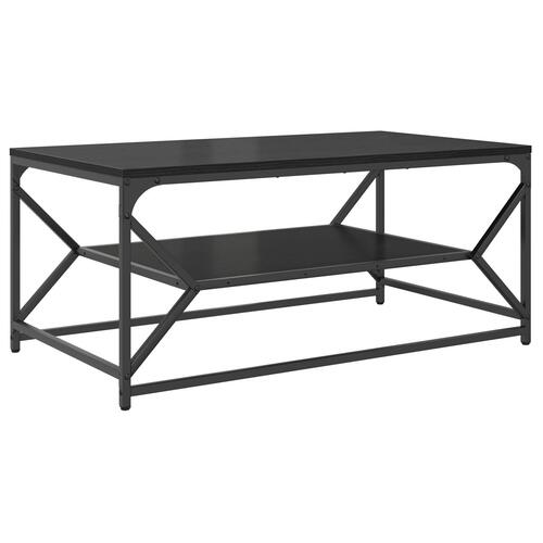 Sofabord med Hylde Sort Egetræ 90x50x40 cm Krydsfiner
