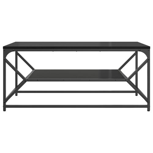 Sofabord med Hylde Sort Egetræ 90x50x40 cm Krydsfiner