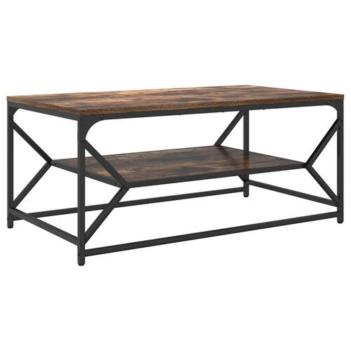 Sofabord med Hylde Røget Egetræ 90x50x40 cm Syntetisk Træ