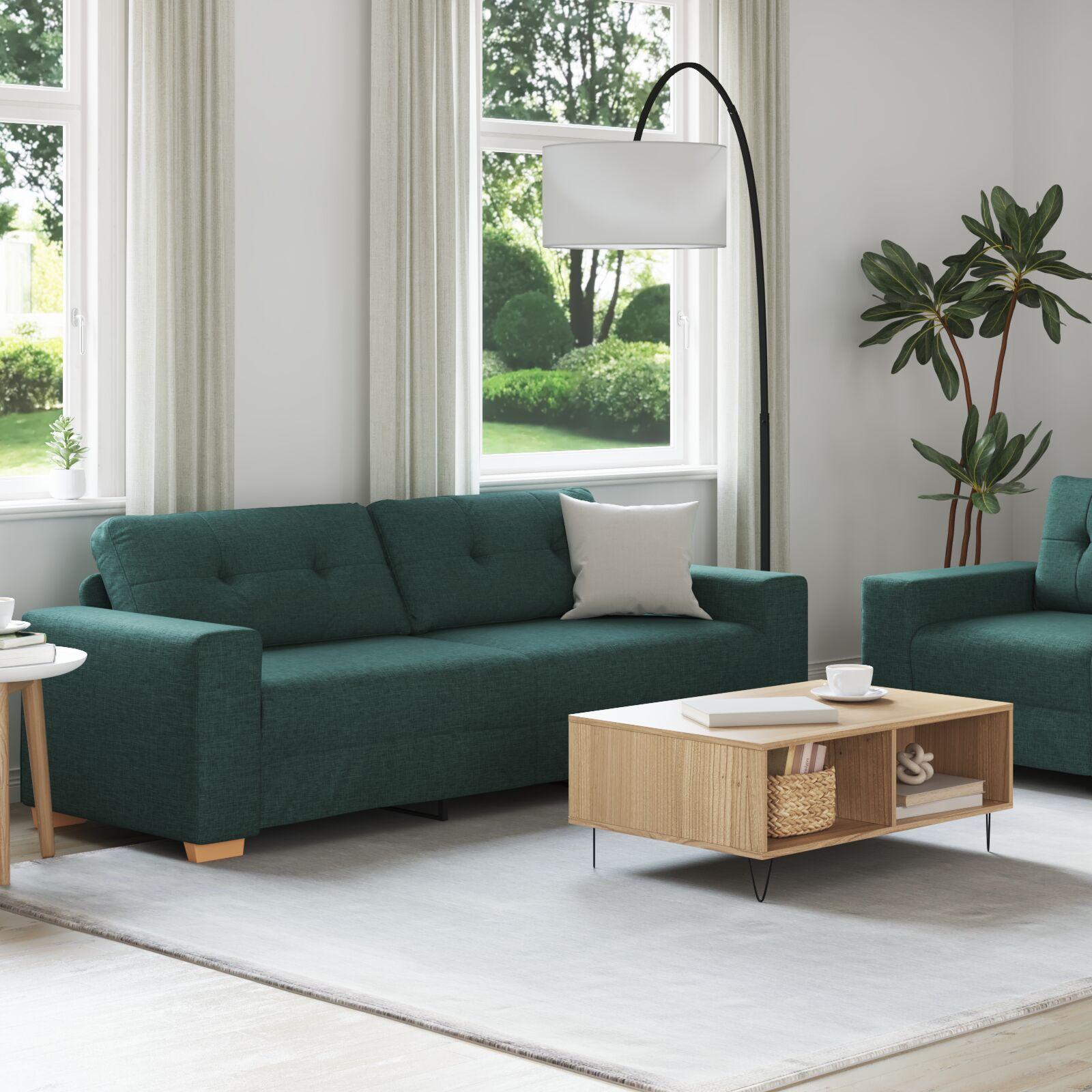 Sofa Sæt med pude med pude 2 stk Gul 221 x 78 x 80 cm Stof billede