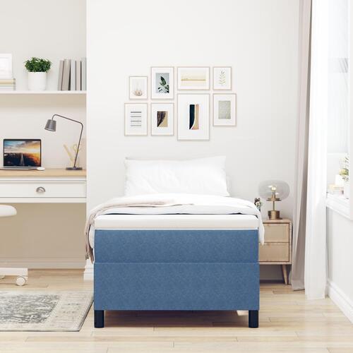 Boxspring seng med madras blå 90x200 cm velour stof