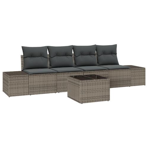 5 Stykke Have Sofa Sæt med Puder Grå Poly Rattan