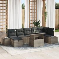 8 Stykker Have Sofa Sæt med Puder Grå Poly Rattan