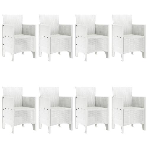 9 Delt Have Spisebordssæt Hvid Poly Rattan