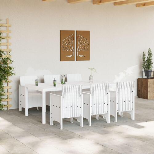 7 Deles Havemøbel Sæt Hvid Polyrattan