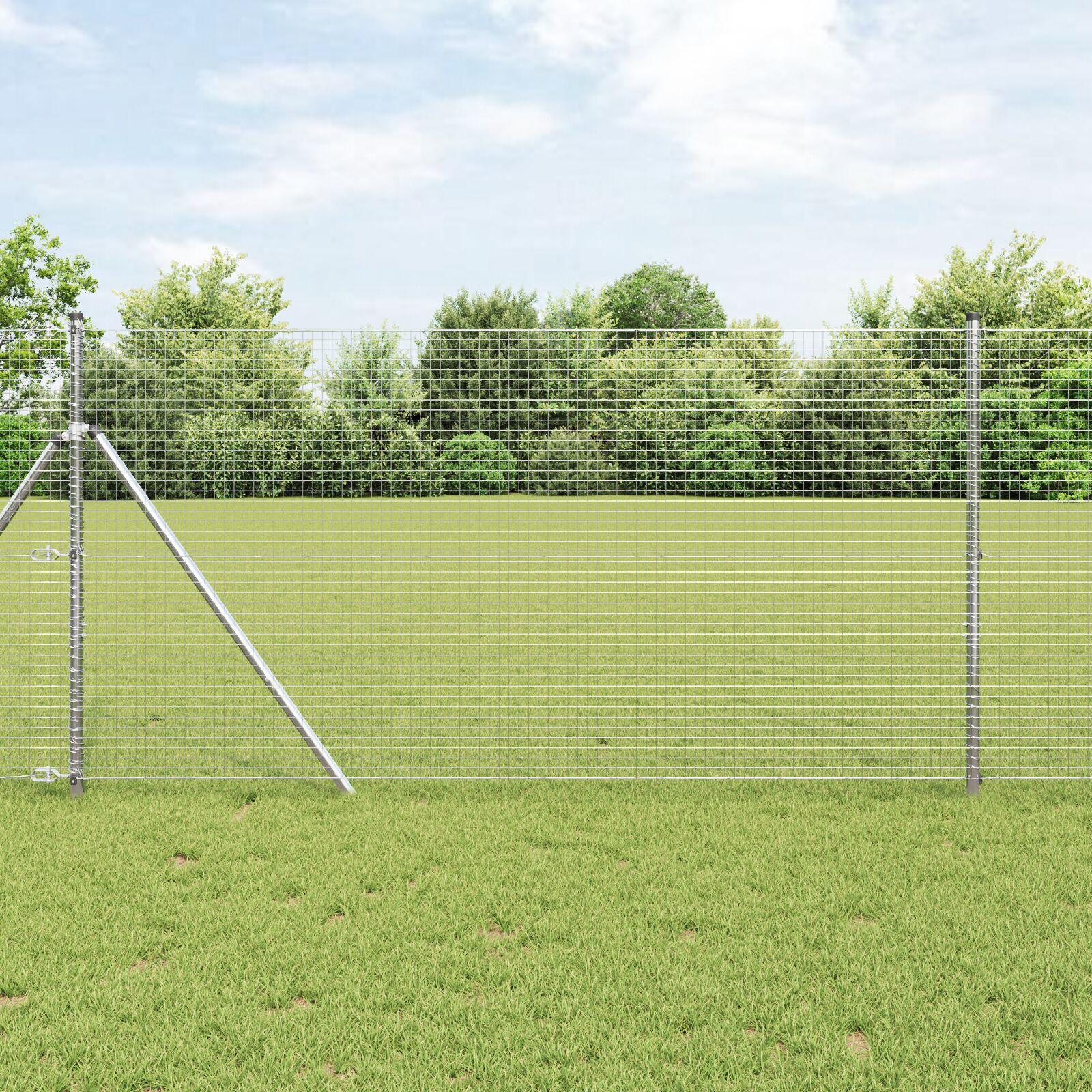 Svejset trådhegn med 7 stolper 1.4x10 m Galvaniseret stål