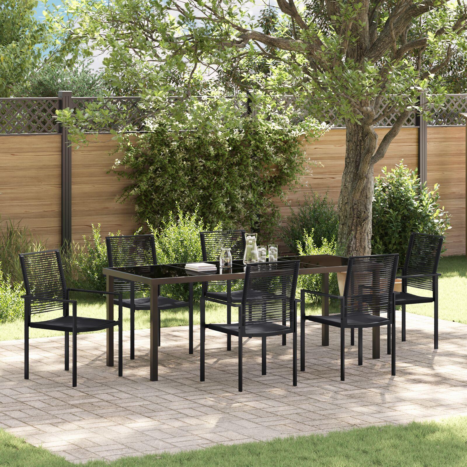 Have Spisebordssæt 7 stk Sort PVC rattan billede