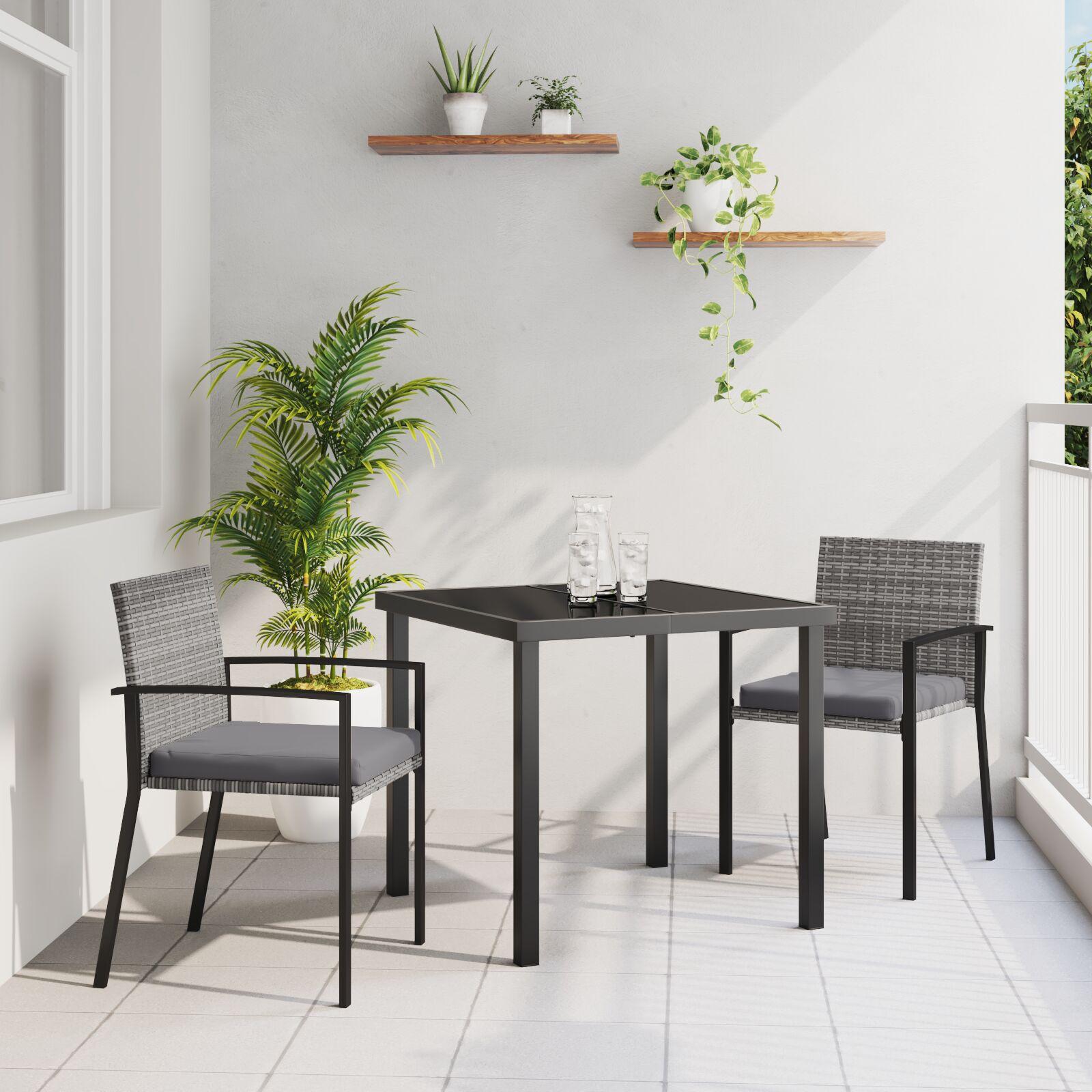 Have Spisebordssæt 3 stk Grå Poly rattan billede