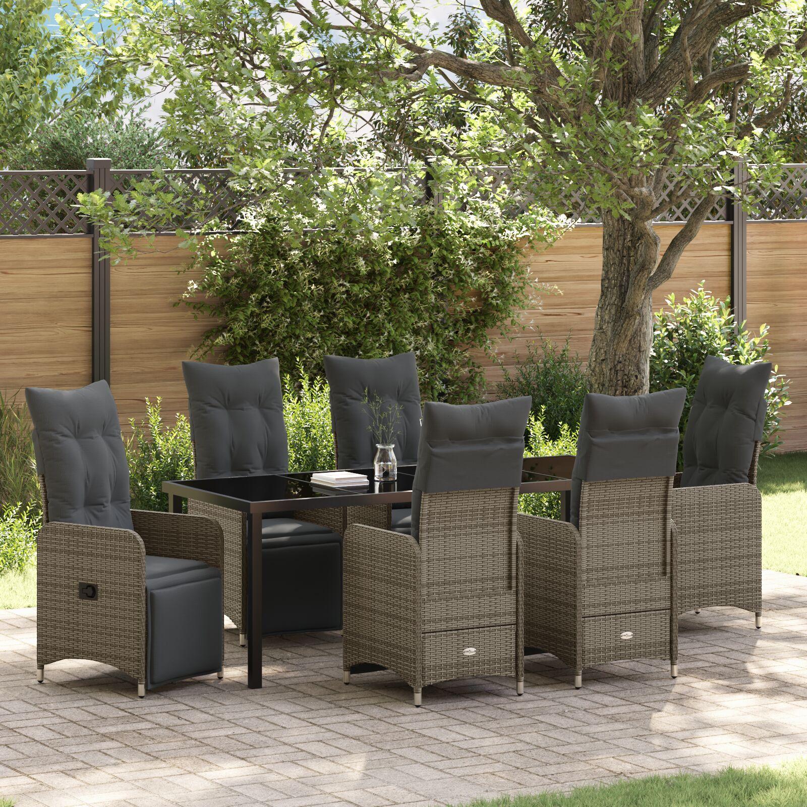 Have Spisebordssæt med pude 7 stk Beige Poly rattan billede