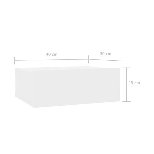Svævende natborde 2 stk. 40 x 30 x 15 cm konstrueret træ hvid (OUTLET A)
