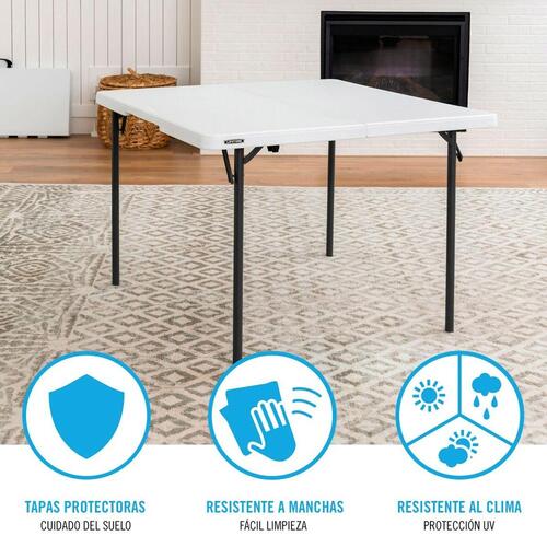 Sammenklappeligt bord Lifetime Hvid Stål Plastik 94 x 74 x 94 cm (OUTLET B)