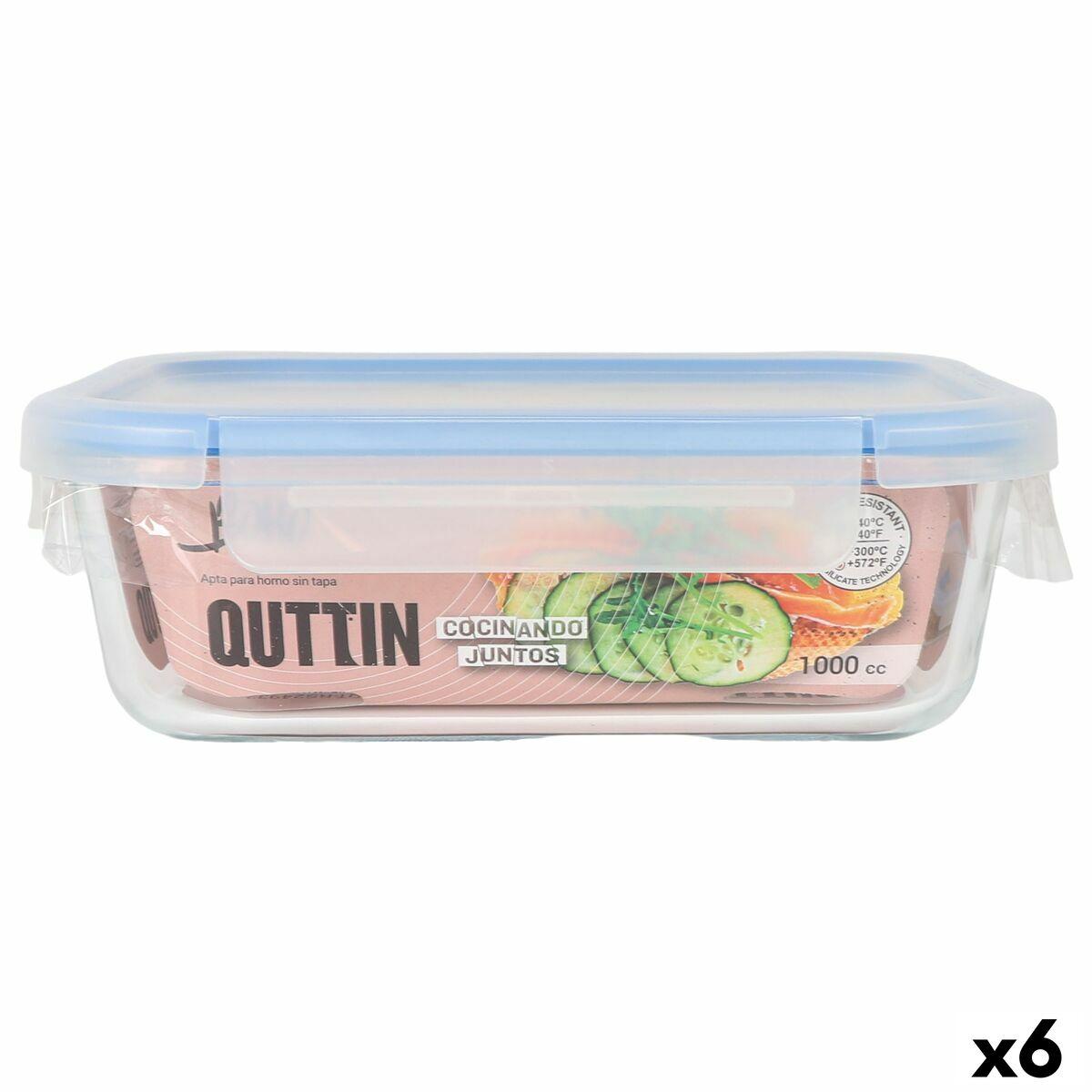 Quttin Boho hermetisk madkasse - gennemsigtig rektangulær 1 l (6 stk.)