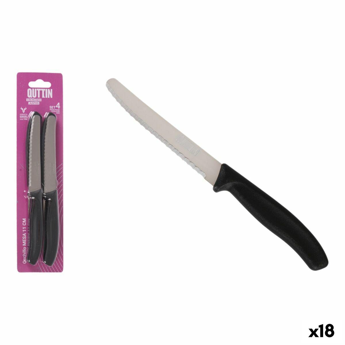 Quttin knivsæt - bordknive i rustfrit stål, sort/sølv, 11 cm (4 dele, 18 enheder)