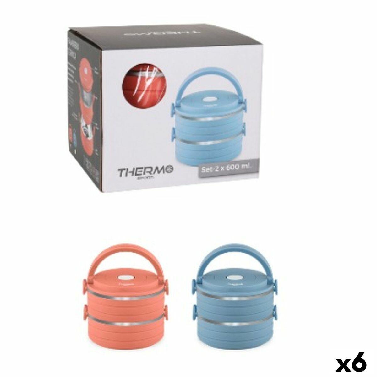 ThermoSport madkassesæt - blå/rød, stål/plast, 600 ml, 2 dele (6 enheder)