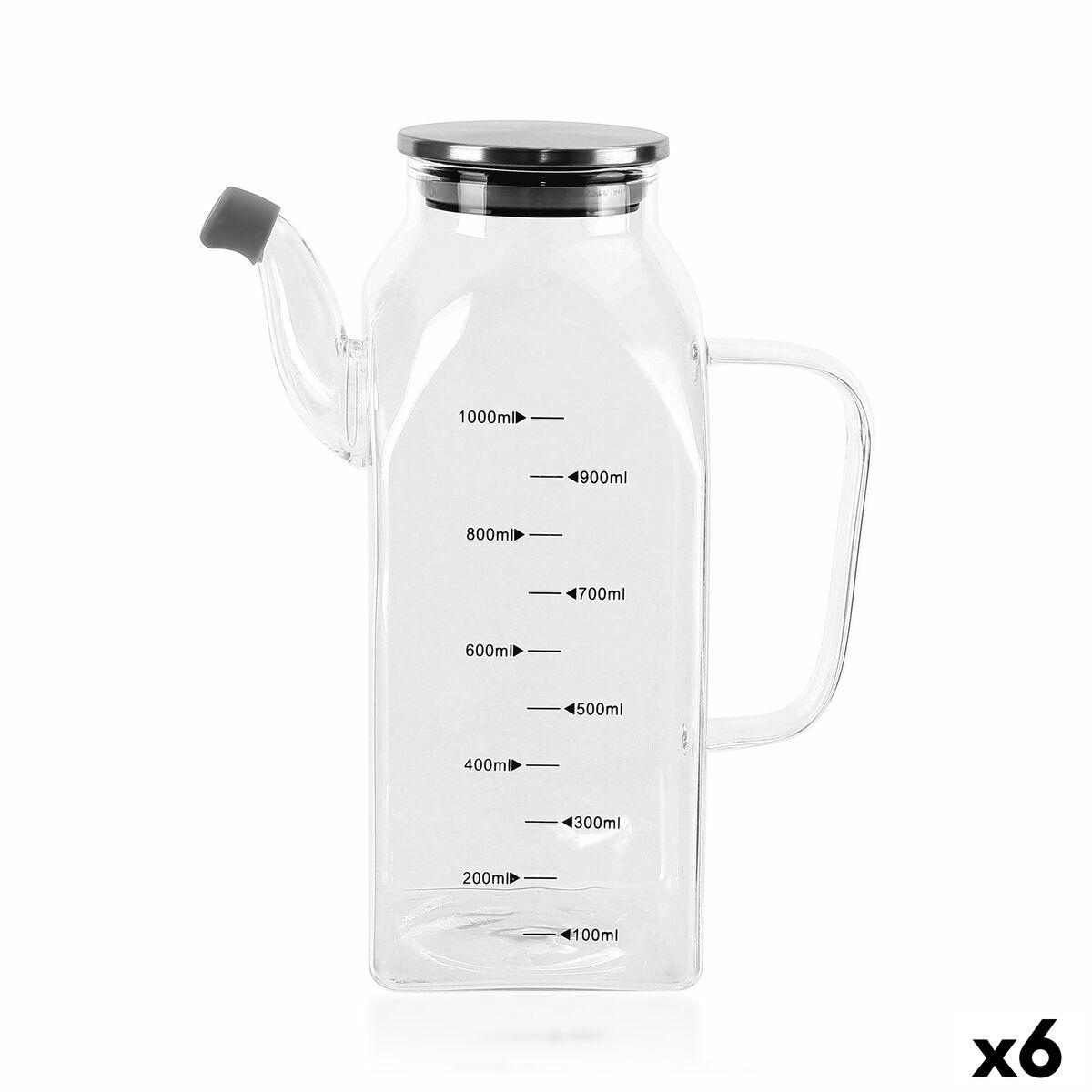 Flakon i borosilikatglas 1 l - gennemsigtig/sølv (6 stk.)