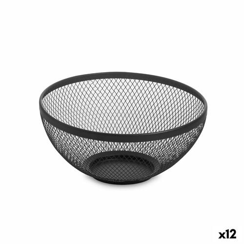 Frugtskål Confortime Sort Metal 26 x 12,5 cm (12 enheder)