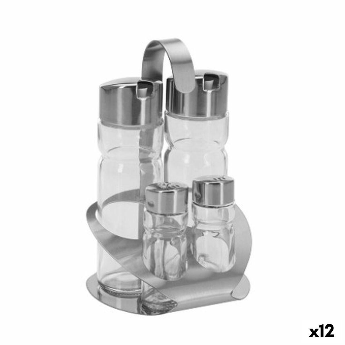 Sæt til krydderier i glas og rustfrit stål - gennemsigtig/sølv, 12 enheder