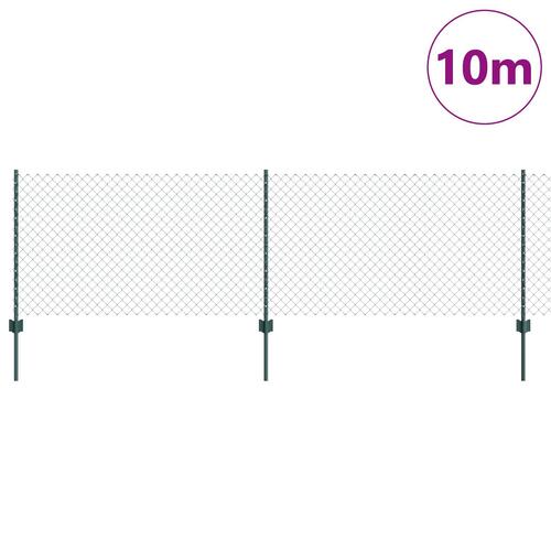 Kædehegn med 10 U-poster Grøn 0.8x10 m Stål