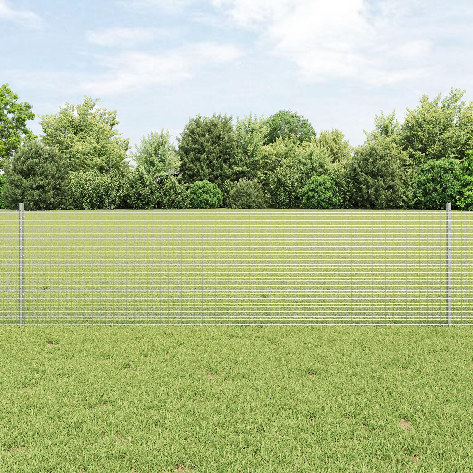 Welded Wire Fence med 5 U-poster Sølv 0.6x10 m Stål