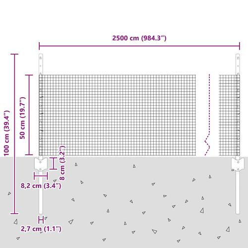 Kyllingetråd Hegn Sæt Sæt af 2 Galvaniseret stål 25 x 0.5 m