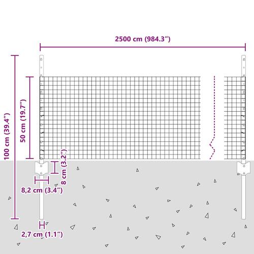 Havehegn Sæt Sæt af 2 Galvaniseret stål 25 x 0.5 m Robust