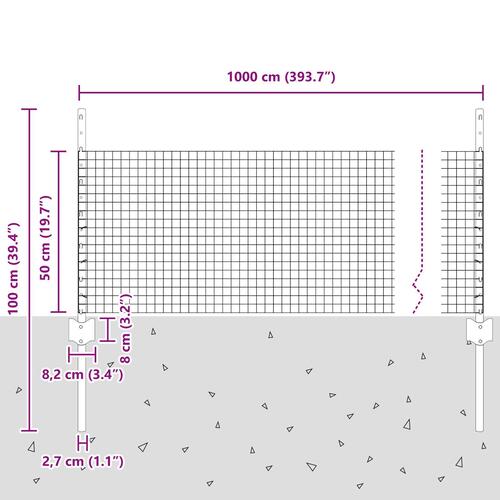 Hønsenet Sæt Sæt af 2 Grå Galvaniseret metal 10 x 0.5 m hegn