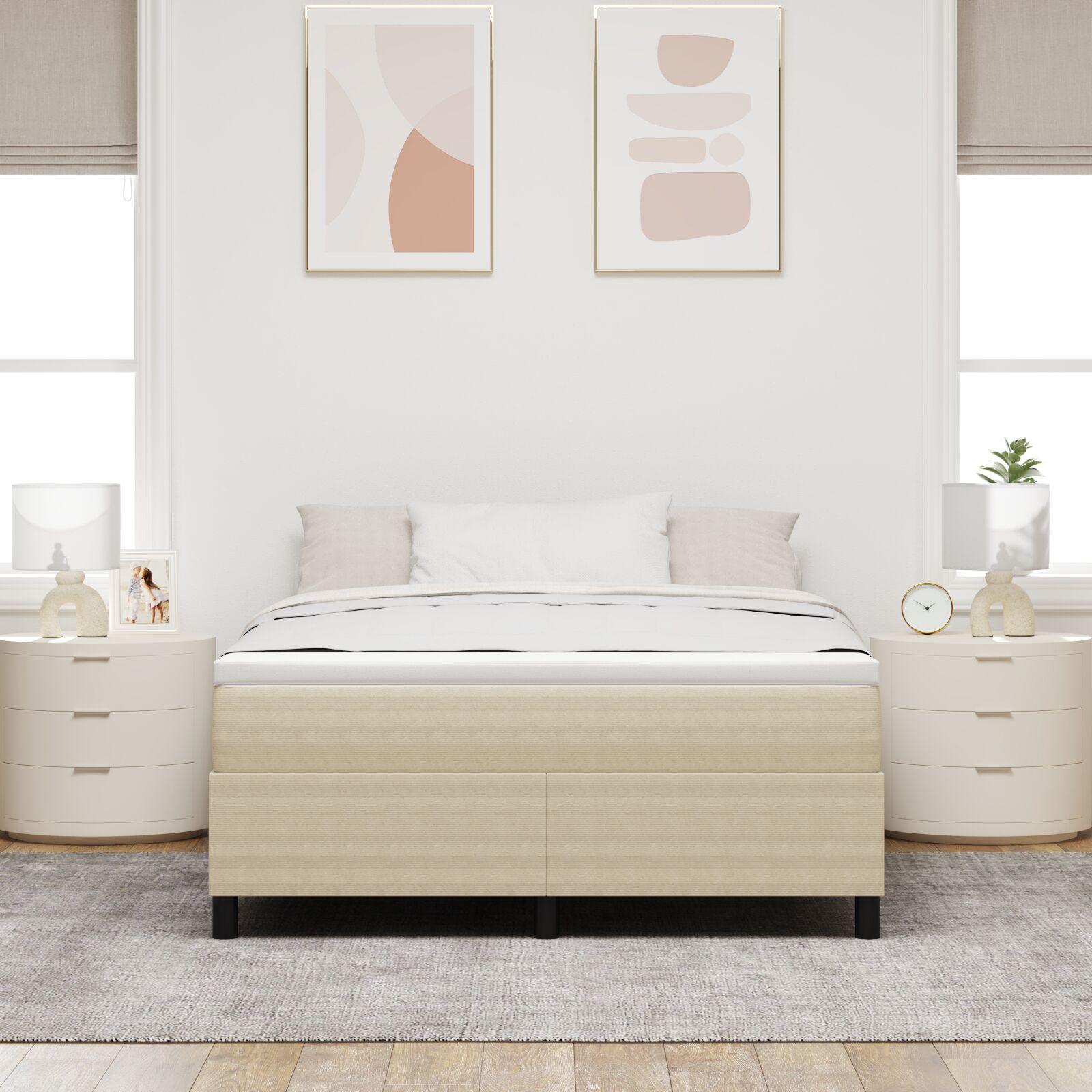 Box Spring seng med madras lysegrøn grå 140x200 cm Kordstof