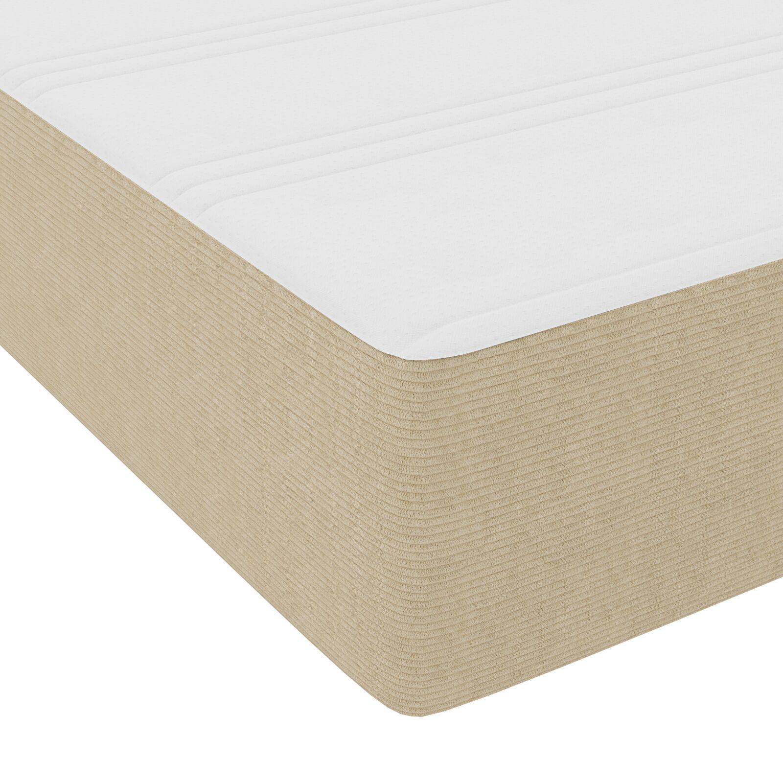 Box Spring seng med madras lysegrøn grå 140x200 cm Kordstof