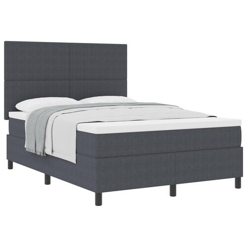 Box Spring Seng med Madras Mørk Grå 140x200 cm Kordfløjl Stof