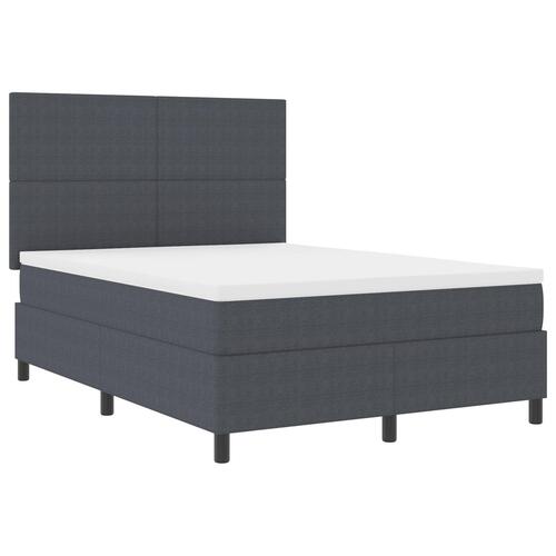 Box Spring Seng med Madras Mørk Grå 140x200 cm Kordfløjl Stof
