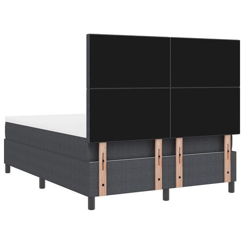 Box Spring Seng med Madras Mørk Grå 140x200 cm Kordfløjl Stof