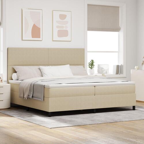 Box Spring Seng med Madras Lys Grøn Grå 200x200 cm Corduroy Stof