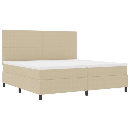 Box Spring Seng med Madras Lys Grøn Grå 200x200 cm Corduroy Stof