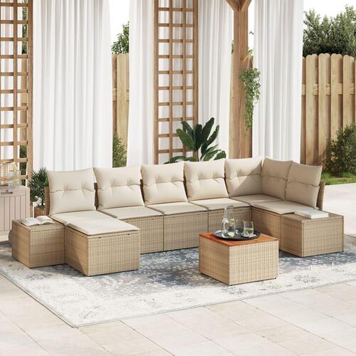 Have Sofa Sæt 8 Stk Beige og Creme Poly Rattan Stor Modulær