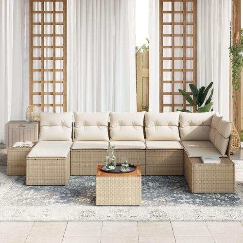 Have Sofa Sæt 8 Stk Beige og Creme Poly Rattan Stor Modulær