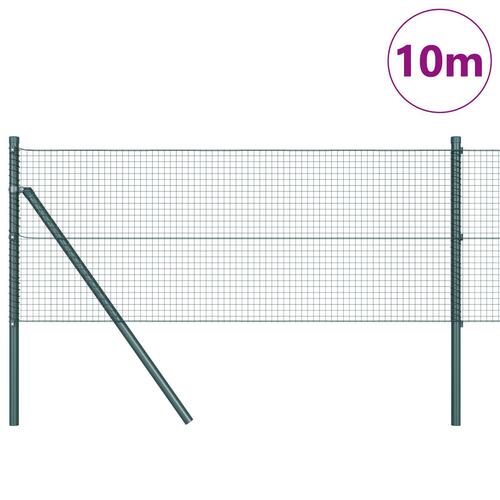 Svejset trådhegn med 7 stolper Grøn 0.4x10 m Stål