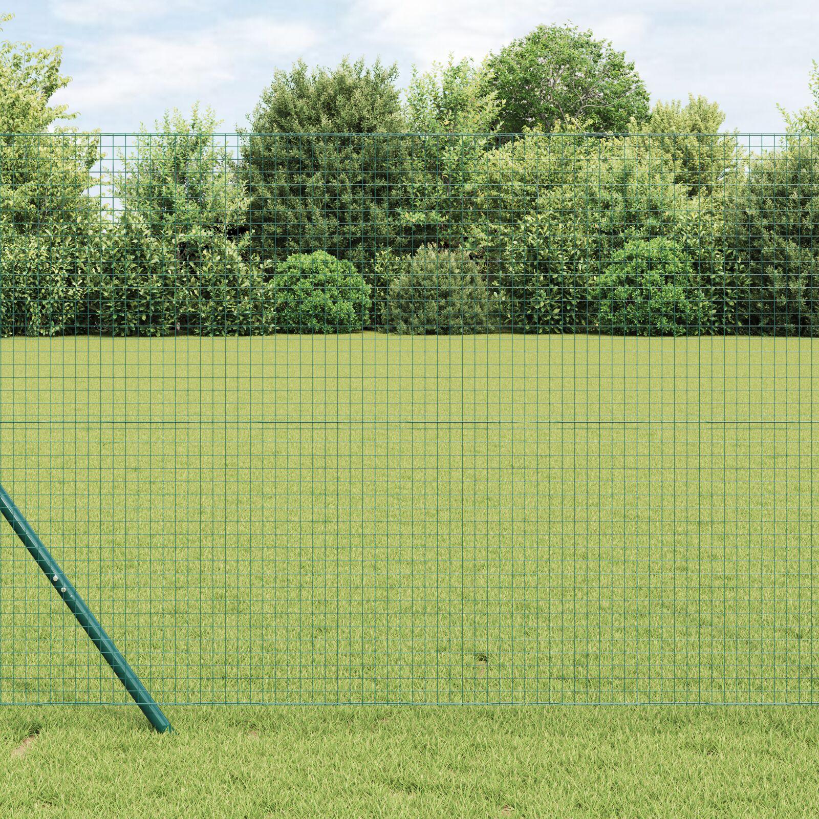 Hegnspostsæt Sæt af 2 Grøn Metalnet 10 x 1 m Robust Hegnspost