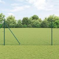 Svejset Trådgitter med 7 Pæle Grøn 1.4x10 m Stål