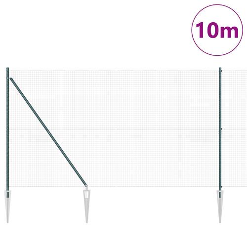 Svejset trådhegn med 7 stødspyd Grøn 1.6x10 m Stål
